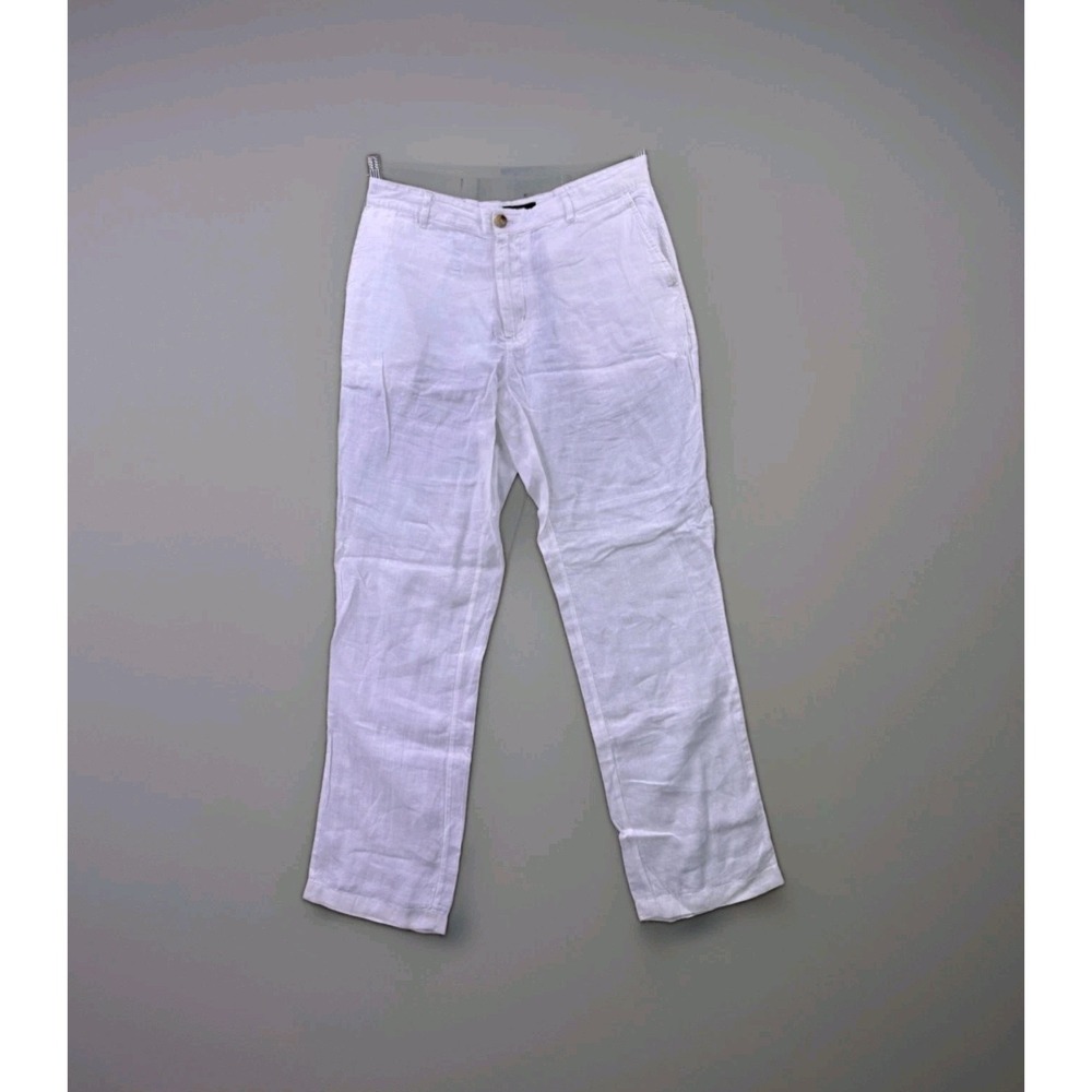 NWT Club Room Luxury 100%‎ Linen Pants Straight Leg MensPure White  Button 38x30